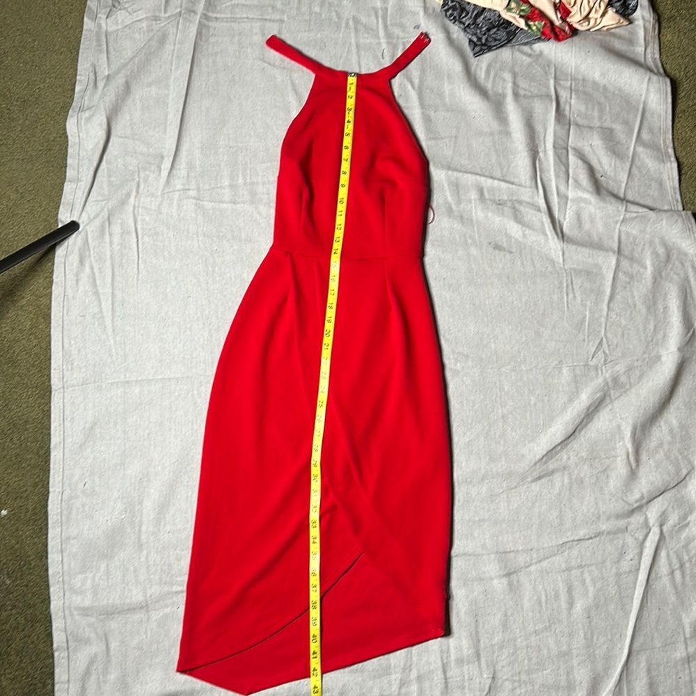 Mod Cloth red crepe biased cut faux wrap dress size S